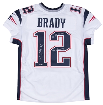 Tom Brady Signed & Multi-Inscribed New England Patriots White Nike Elite Jersey (#1/1) (Tristar)